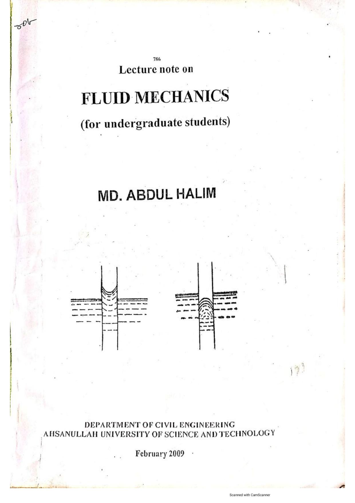 Lecture Note on Fluid Mechanics (Feb, 2009)