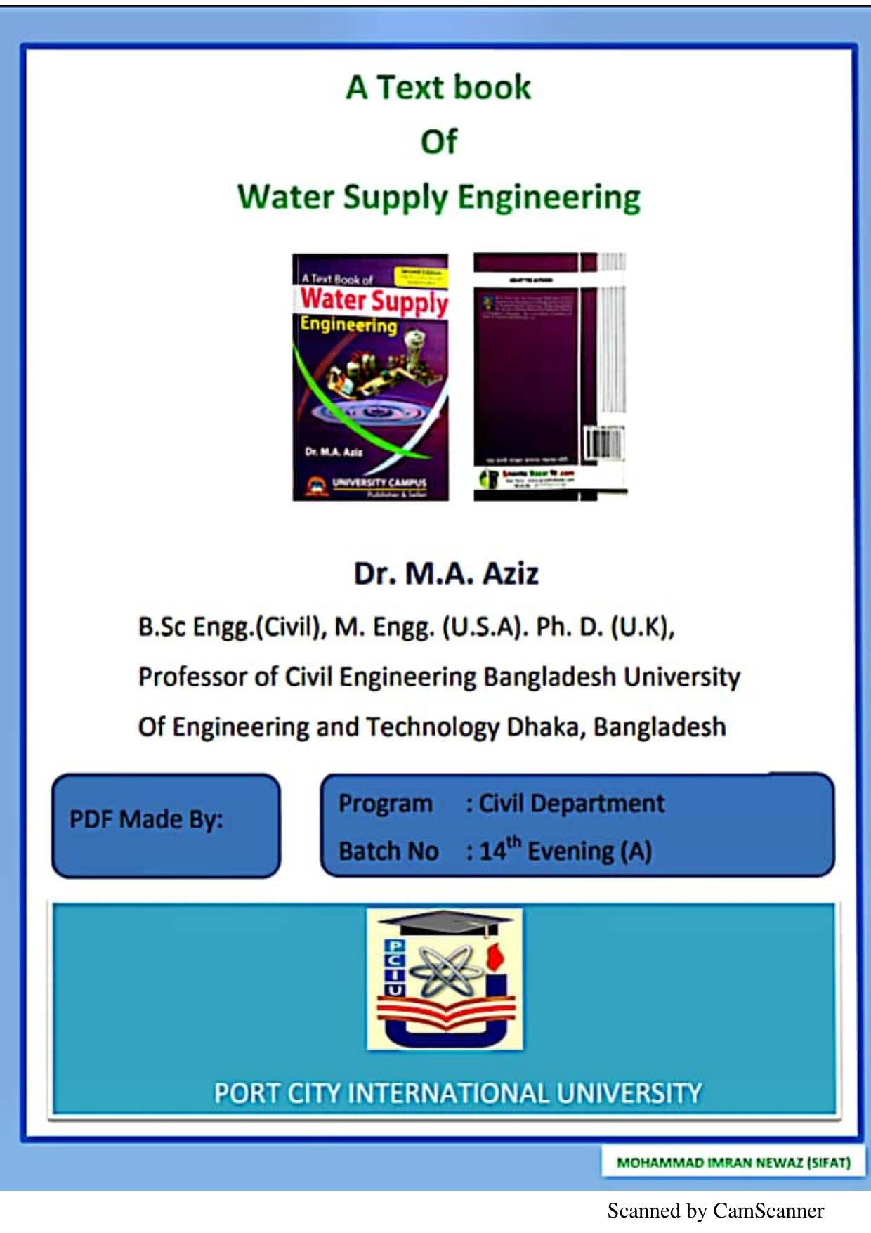 A Text book of Water Supply Engineering